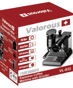 Alternative view of Valorous espresso machine with grinder model VL-832